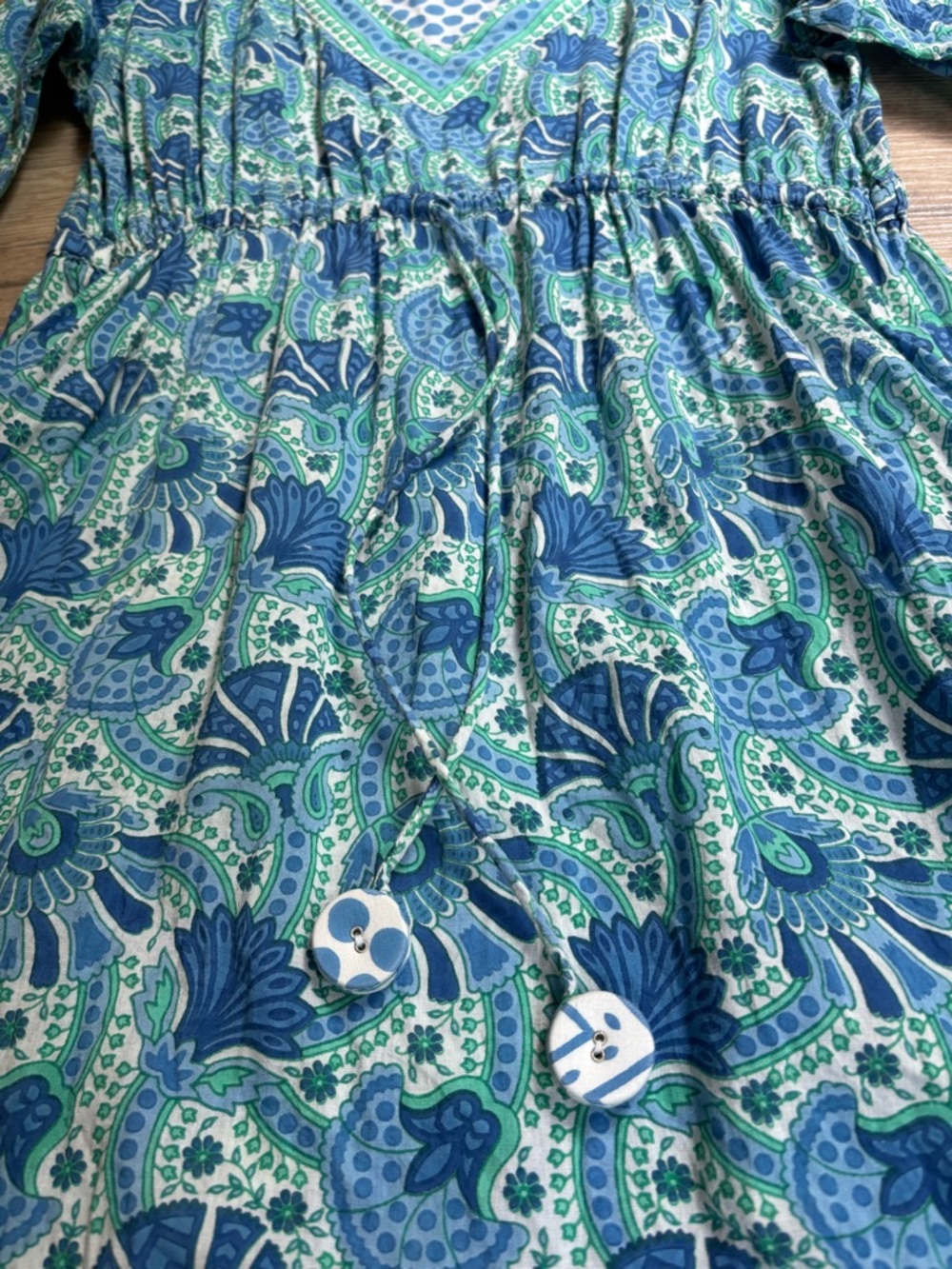 Gretchen Scott Blue Paisley Resort Dress XS | Boho Tunic Mini Coverup - Picture 5 of 15